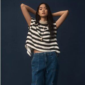 Anthropologie Maeve Batwing Button-Back Tee 2X